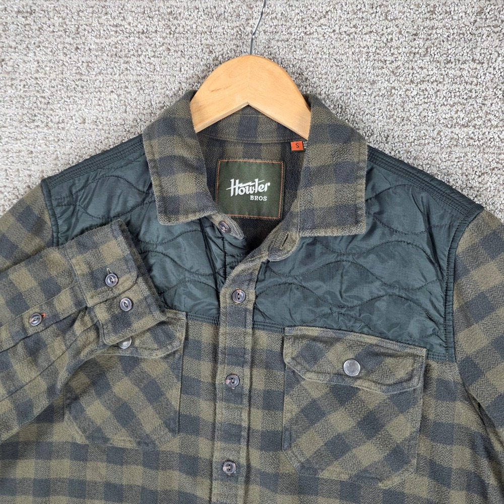 Howler Bros Mens Quintana Quilted Flannel Shirt Small Green Plaid Button Up